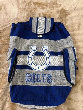 Indianapolis Colts Woven Embroidered Blue & White Hippie Boho Backpack